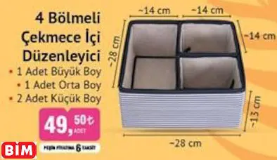 4 BÖLMELİ ÇEKMECE İÇİ DÜZENLEYİCİ